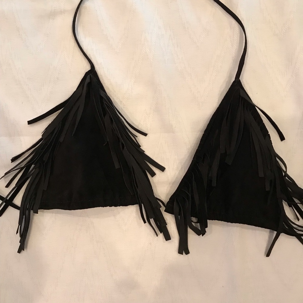 Suede fringe bikini style top